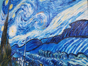 Pine Stretched  Framed 1 Panel - Oil Painting - The Starry Night (Van Gogh)