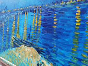 Pine Stretched  Framed 1 Panel - Oil Painting - Starry Night Over the Rhone (Van Gogh)