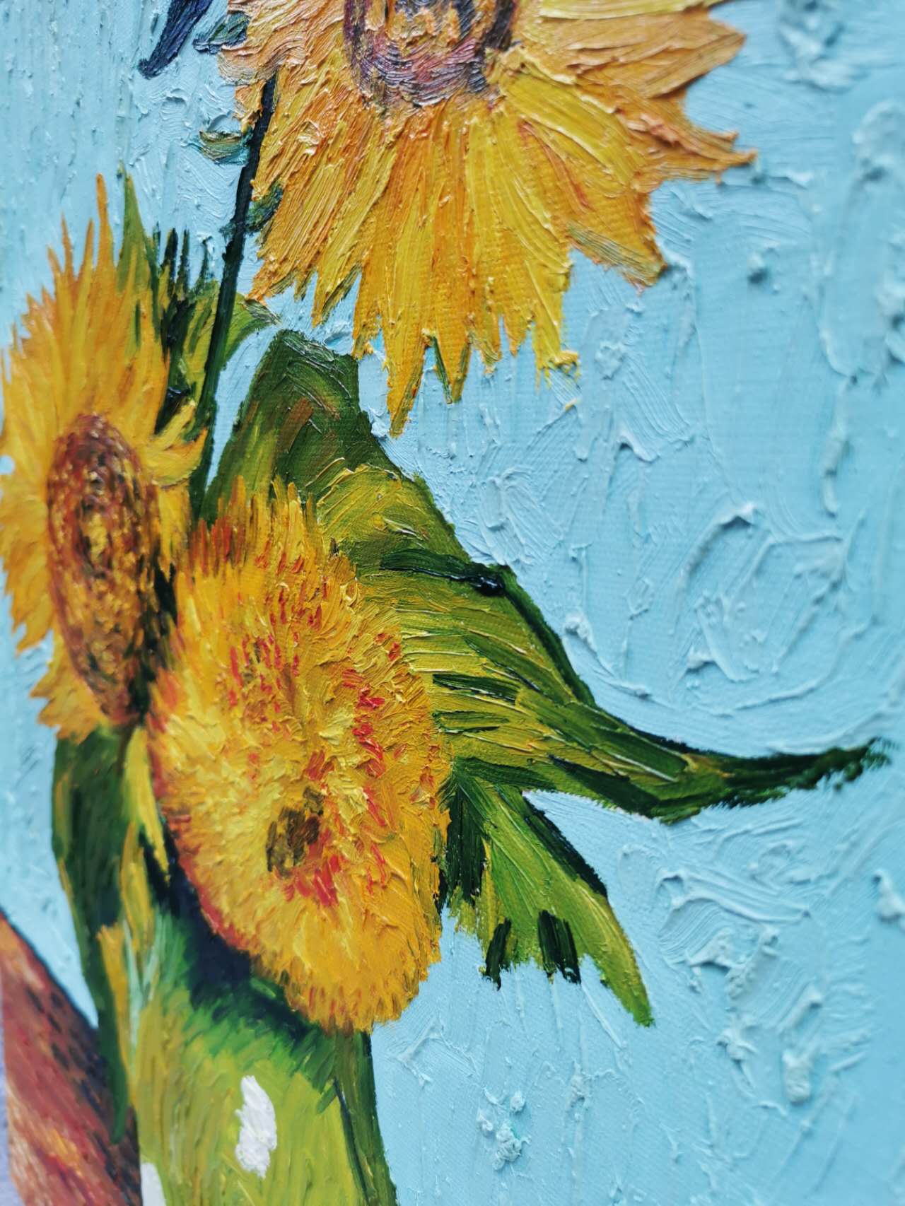 Pine Stretched  Framed 1 Panel - Oil Painting - Sunflowers (Van Gogh)