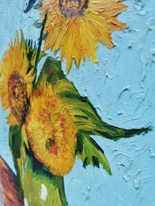 Pine Stretched  Framed 1 Panel - Oil Painting - Sunflowers (Van Gogh)