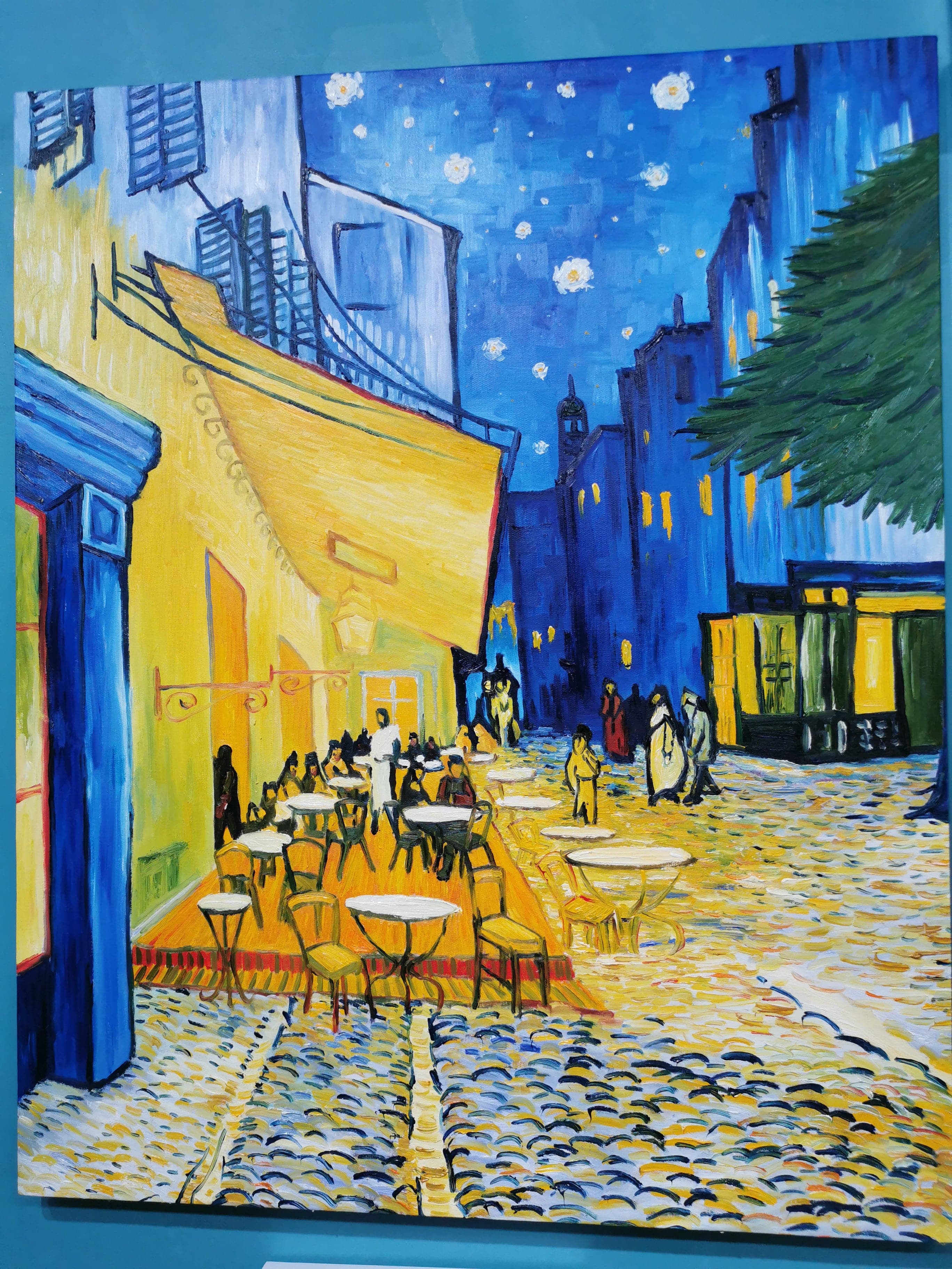 Framed 1 Panel - Oil Painting - Cafe Terrace at Night (Van Gogh)