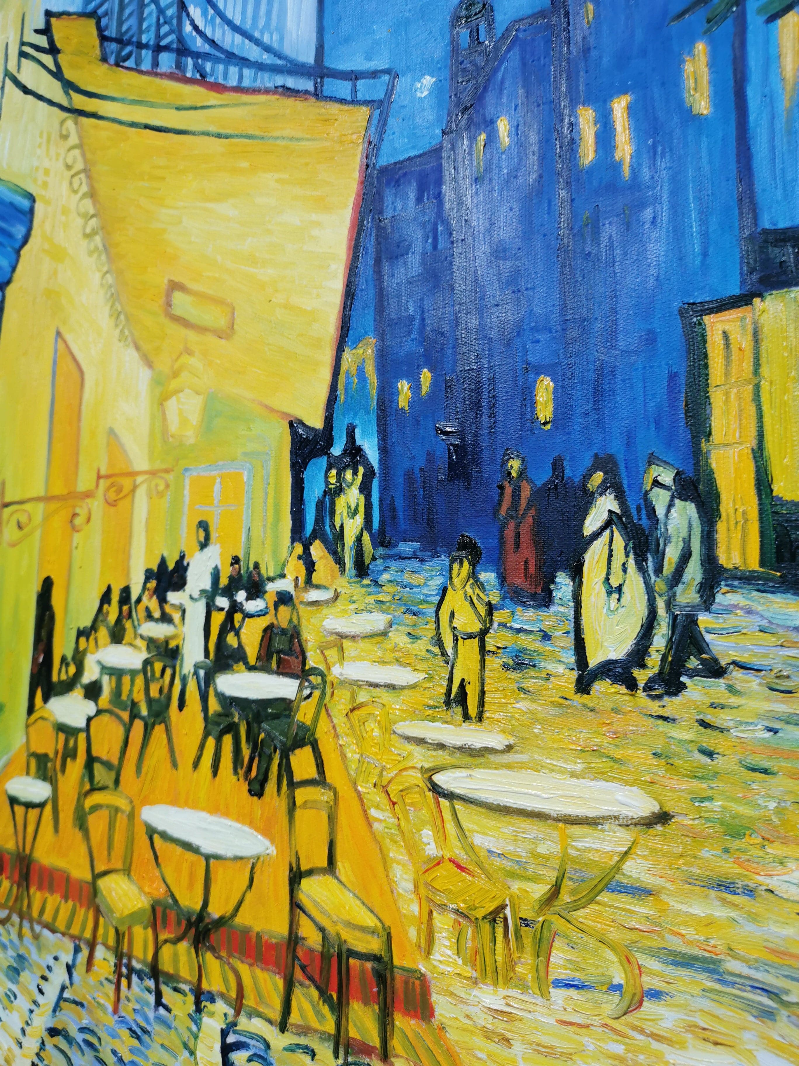 Pine Stretched  Framed 1 Panel - Oil Painting - Cafe Terrace at Night (Van Gogh)