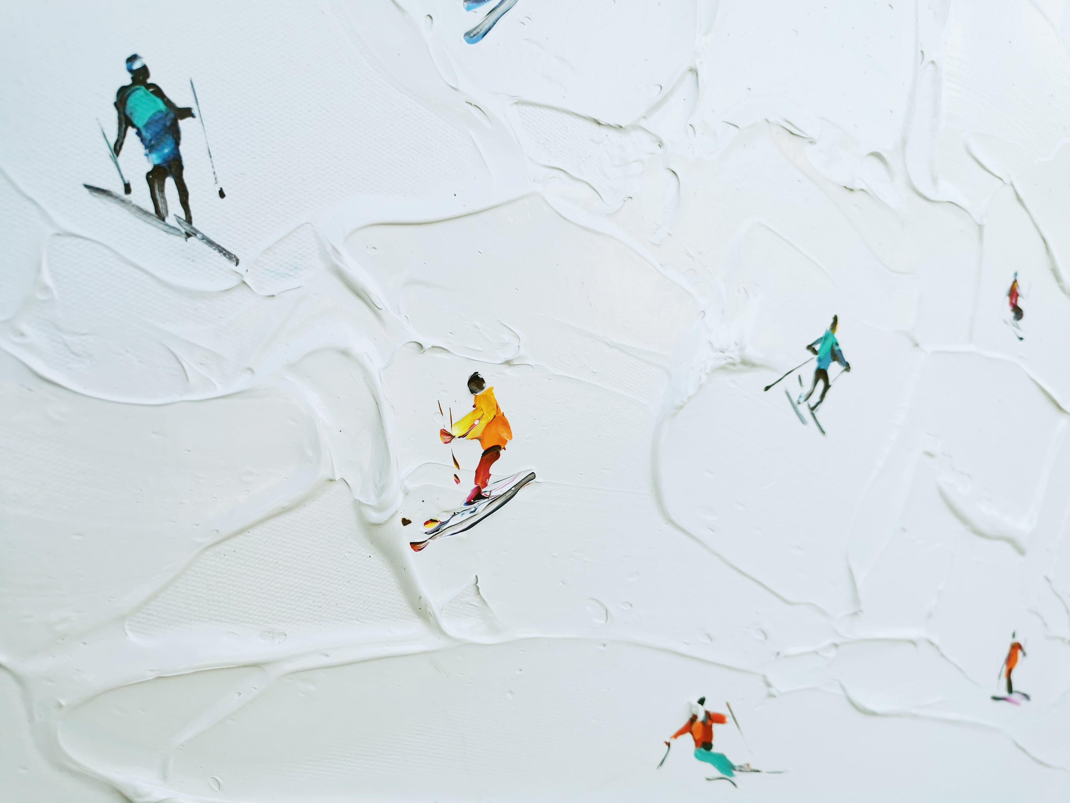 Framed 1 Panel - Oil Painting - Snowboarding