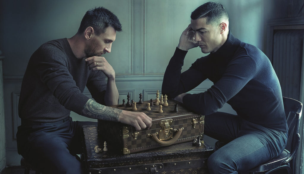Pine Stretched  Framed 1 Panel - Messi & Ronaldo Chess
