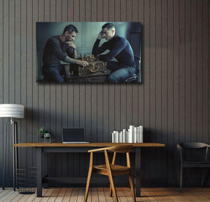 Pine Stretched  Framed 1 Panel - Messi & Ronaldo Chess