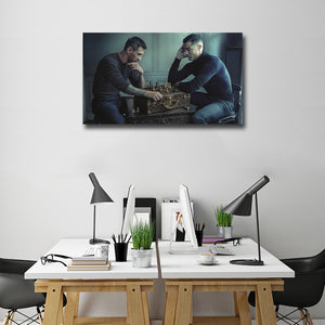 Pine Stretched  Framed 1 Panel - Messi & Ronaldo Chess