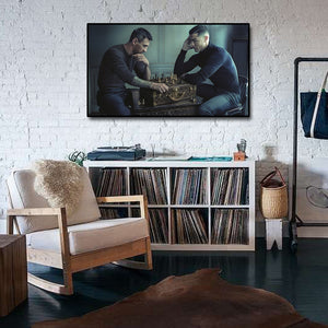 Pine Stretched  Framed 1 Panel - Messi & Ronaldo Chess