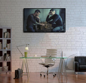 Pine Stretched  Framed 1 Panel - Messi & Ronaldo Chess
