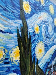 Pine Stretched  Framed 1 Panel - Oil Painting - The Starry Night (Van Gogh)