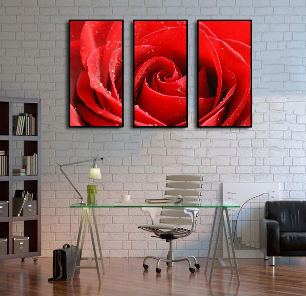 Pine Stretched  Framed 3 Panels - Rose