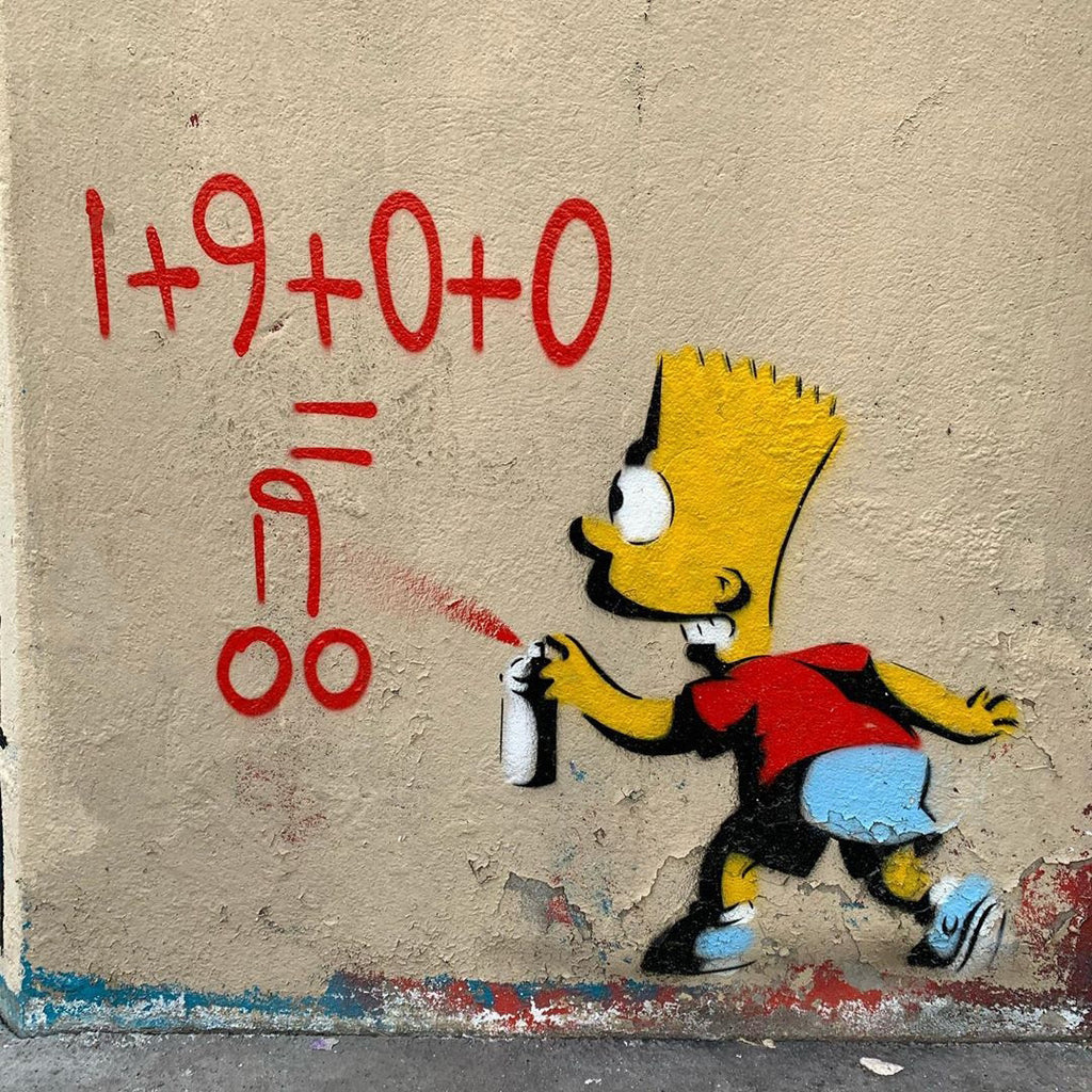 Pine Stretched  Framed 1 Panel - Math with Bart Simpson