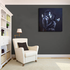 Framed 1 Panel - Banksy - Mobile Lovers
