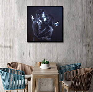 Framed 1 Panel - Banksy - Mobile Lovers