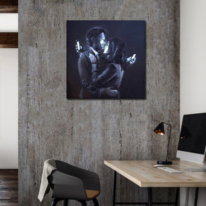 Framed 1 Panel - Banksy - Mobile Lovers
