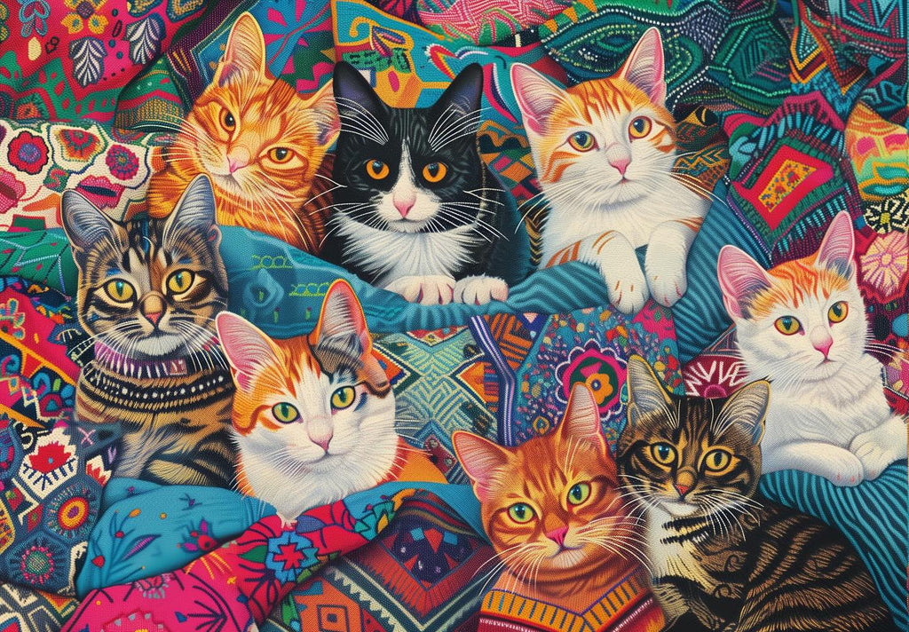 Pine Stretched  Framed 1 Panel - Cats