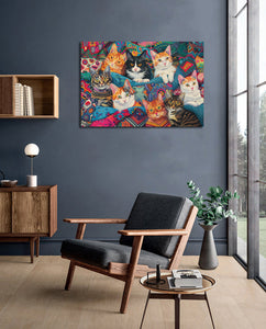 Pine Stretched  Framed 1 Panel - Cats