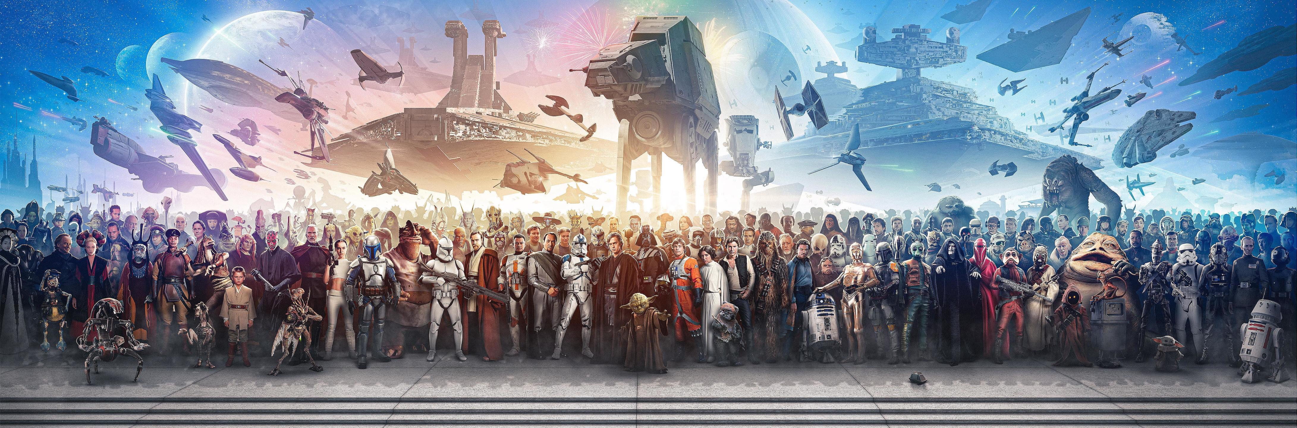 Pine Stretched  Framed 1 Panel - Starwars Full Character