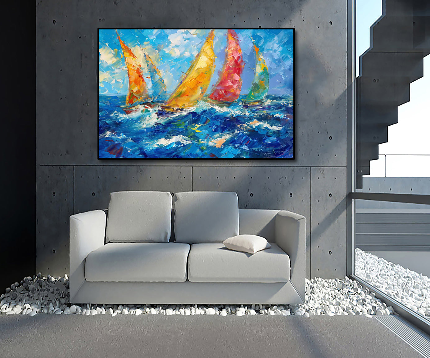 Pine Stretched  Framed 1 Panel - Regatta