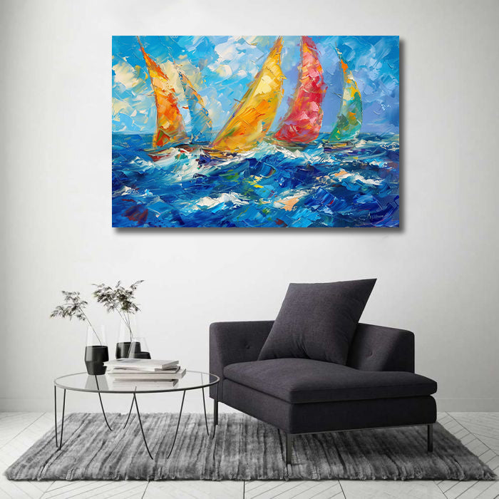 Pine Stretched  Framed 1 Panel - Regatta