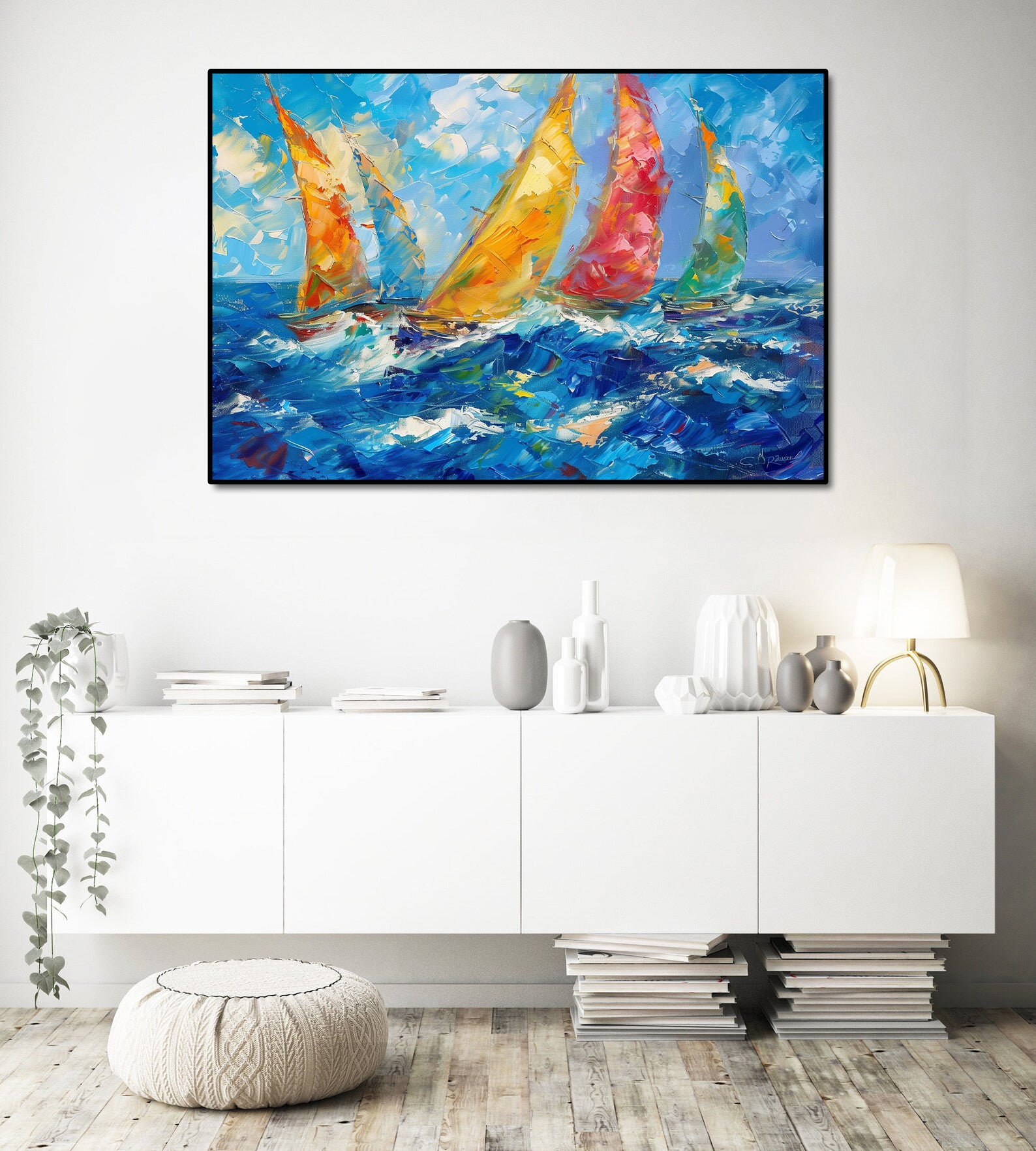 Pine Stretched  Framed 1 Panel - Regatta