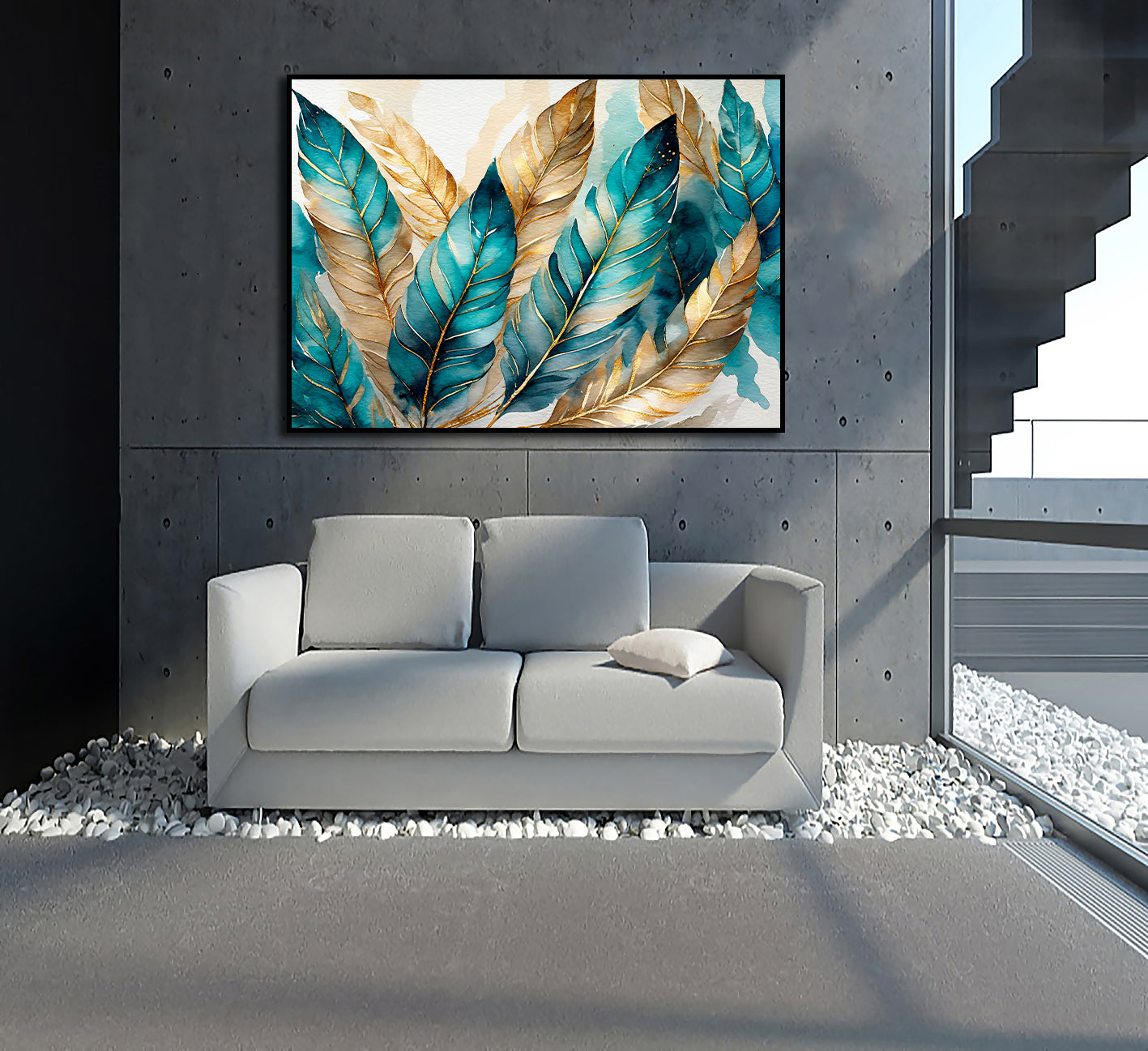 Framed 1 Panel - Leaves - Water Colour