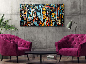 Pine Stretched  Framed 1 Panel - Cubism Graffiti