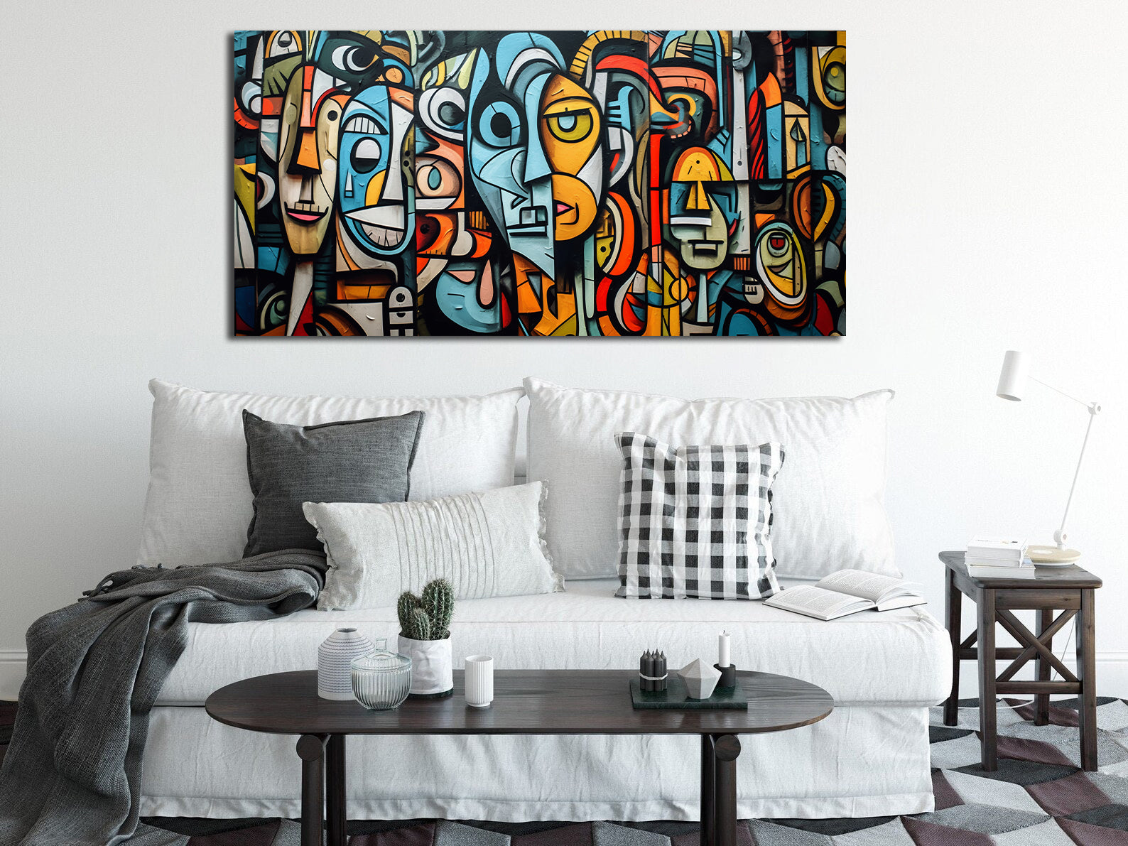Pine Stretched  Framed 1 Panel - Cubism Graffiti