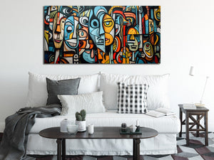 Pine Stretched  Framed 1 Panel - Cubism Graffiti