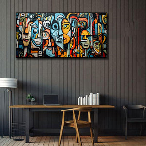Pine Stretched  Framed 1 Panel - Cubism Graffiti