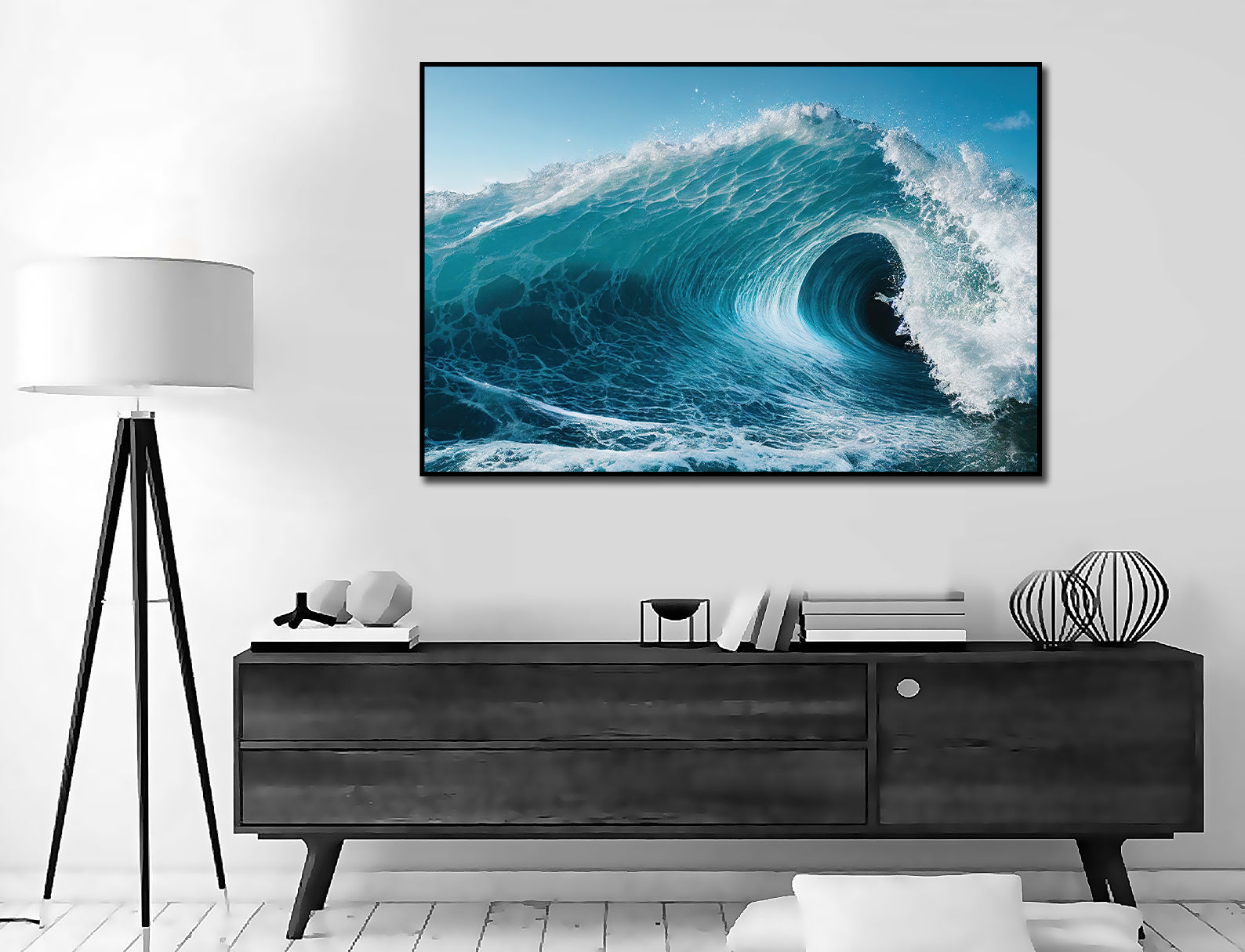 Pine Stretched  Framed 1 Panel - Wave
