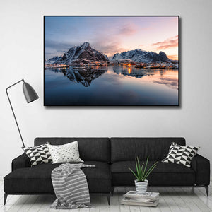 Pine Stretched  Framed 1 Panel - Fishing Village Reine Lofton Norway