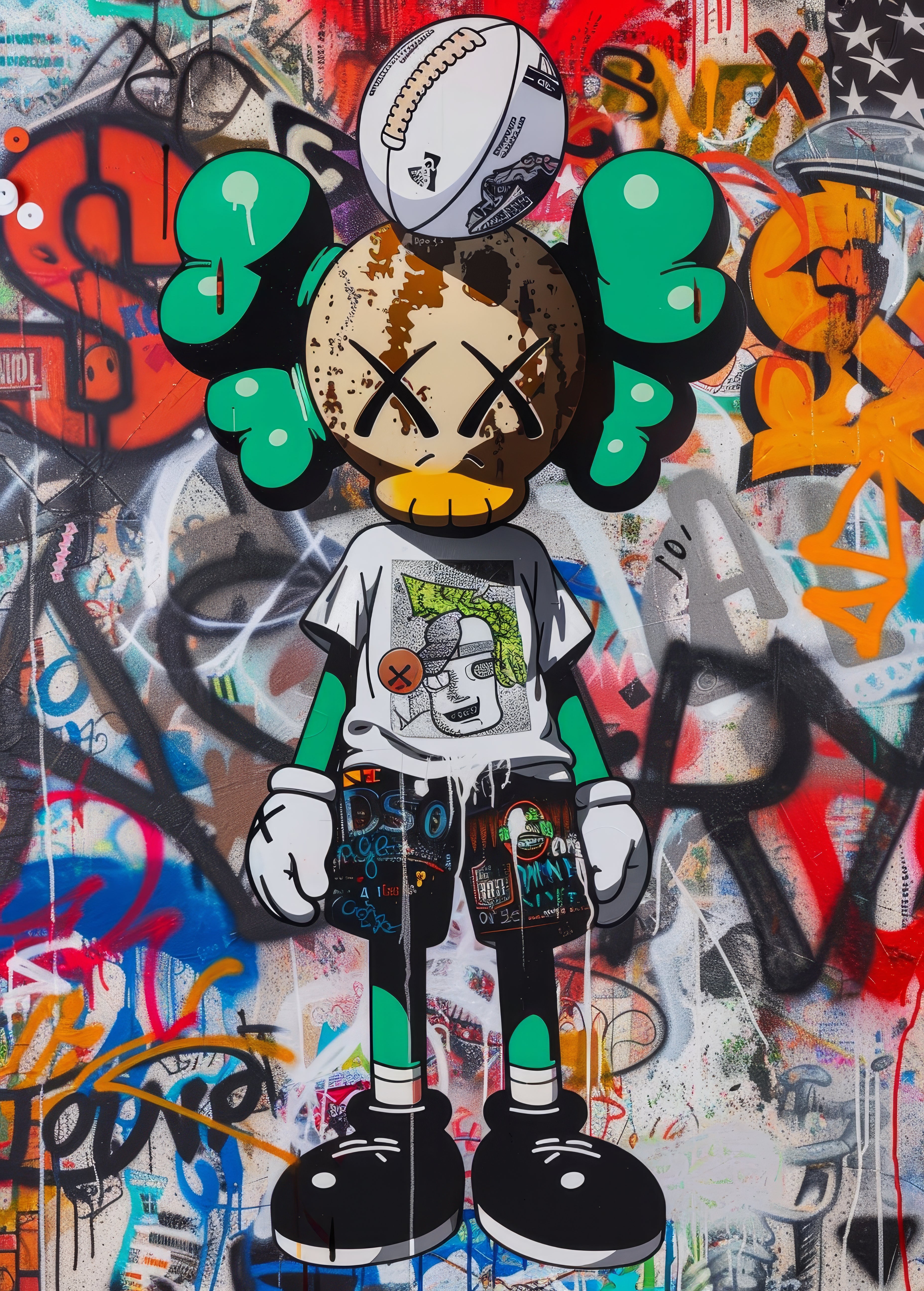 Pine Stretched  Framed 1 Panel - Kaws