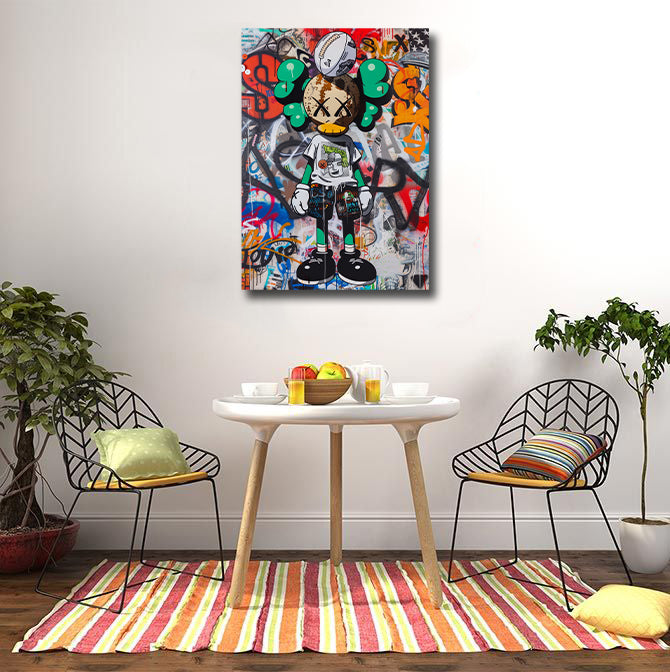 Pine Stretched  Framed 1 Panel - Kaws