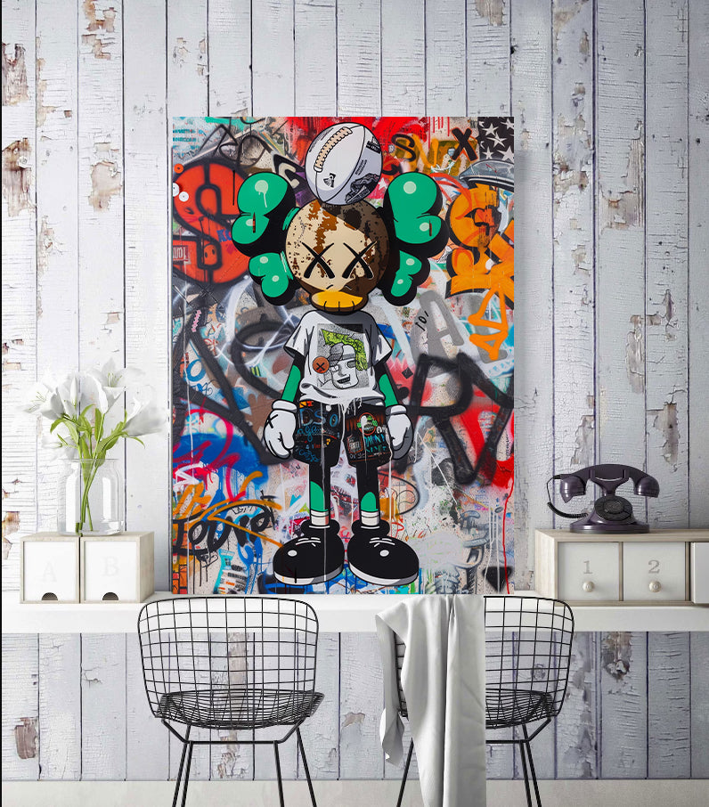 Pine Stretched  Framed 1 Panel - Kaws