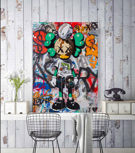 Pine Stretched  Framed 1 Panel - Kaws