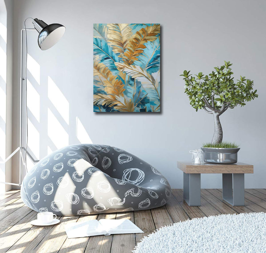 Pine Stretched  Framed 1 Panel - Abstract Leaf Deco