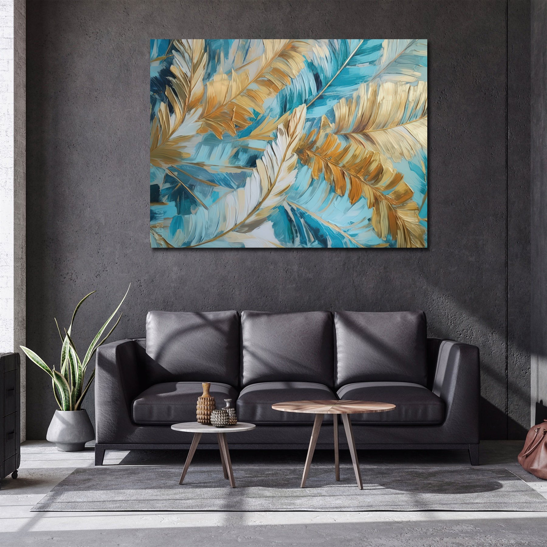 Pine Stretched  Framed 1 Panel - Abstract Leaf Deco