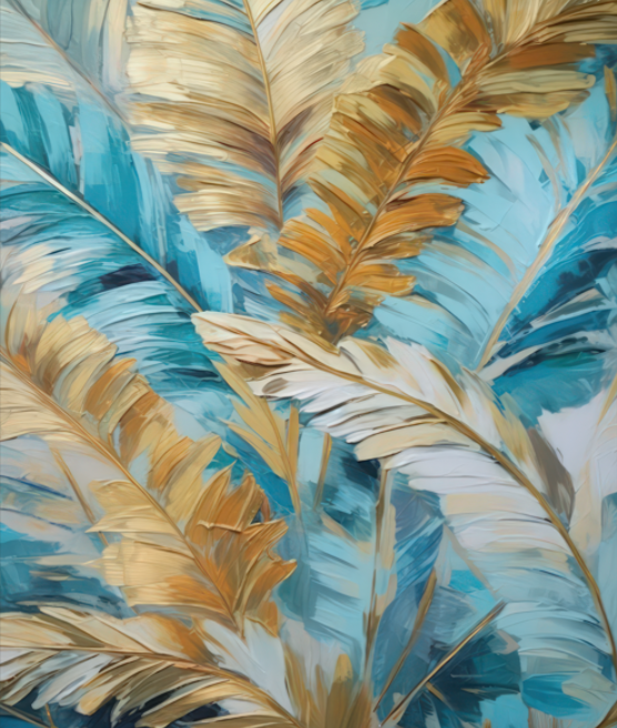 Pine Stretched  Framed 1 Panel - Abstract Leaf Deco