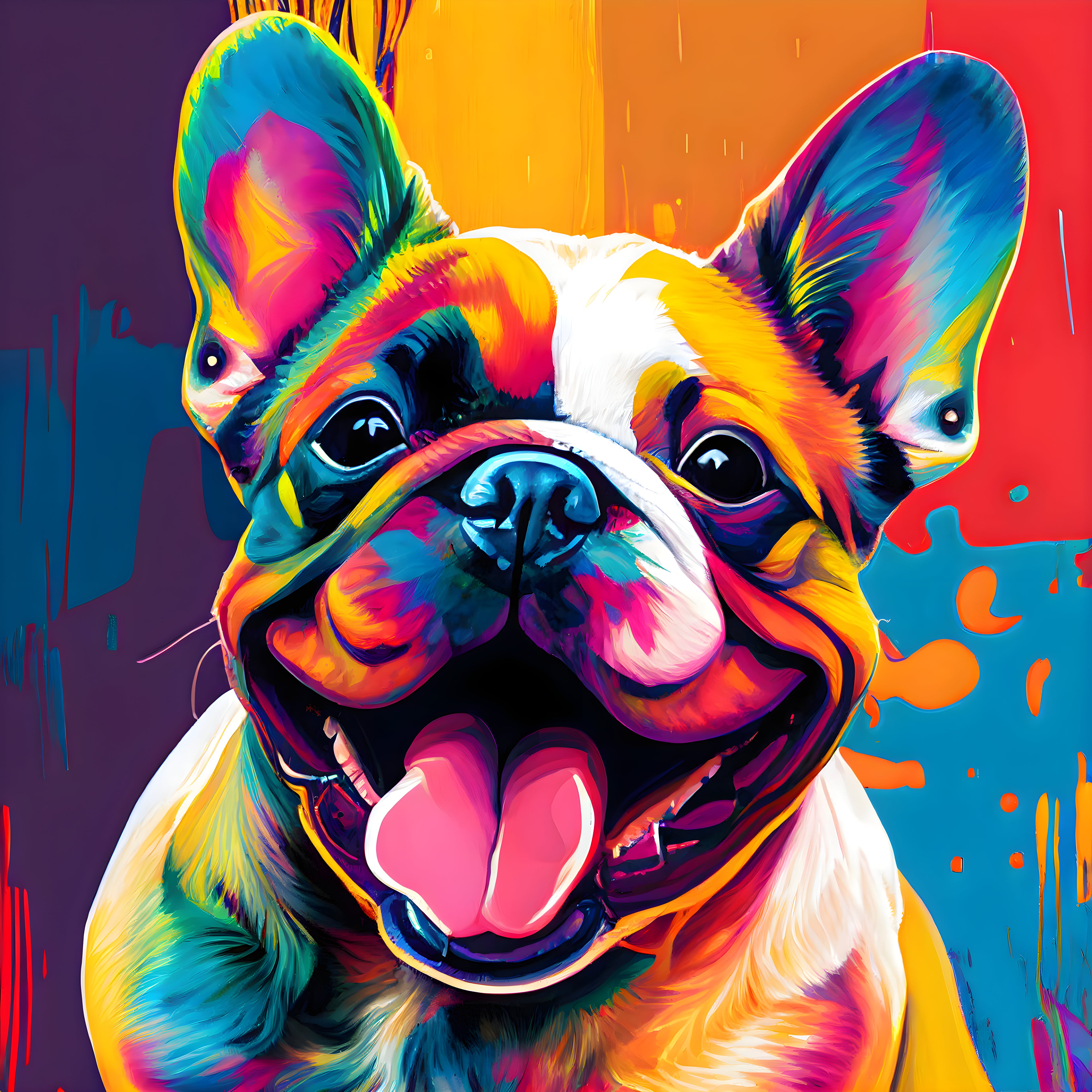 Pine Stretched  Framed 1 Panel - French Bulldog