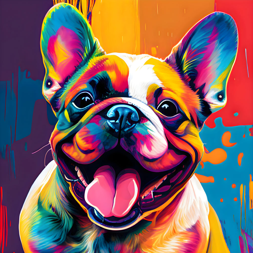 Pine Stretched  Framed 1 Panel - French Bulldog