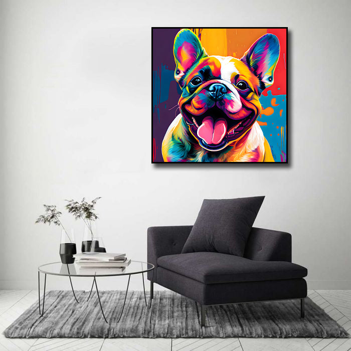 Pine Stretched  Framed 1 Panel - French Bulldog