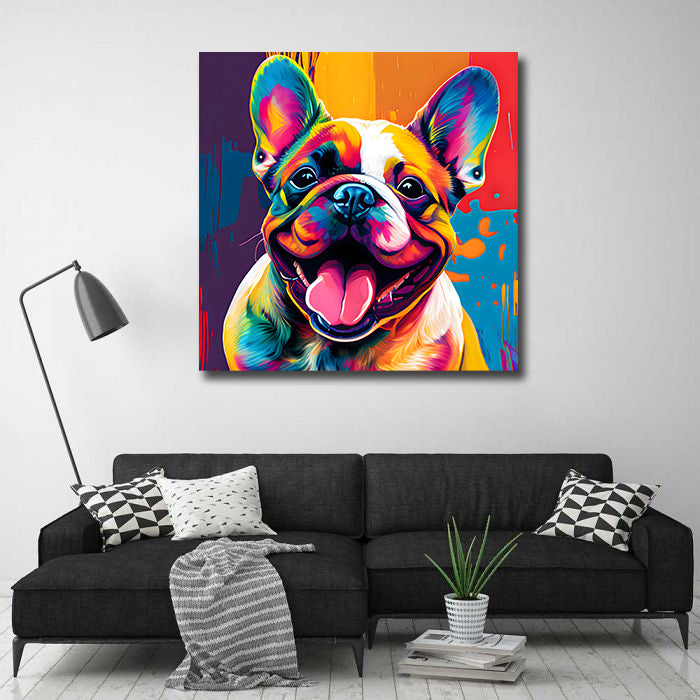 Pine Stretched  Framed 1 Panel - French Bulldog