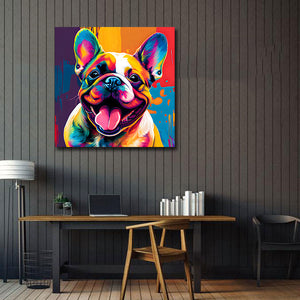 Pine Stretched  Framed 1 Panel - French Bulldog