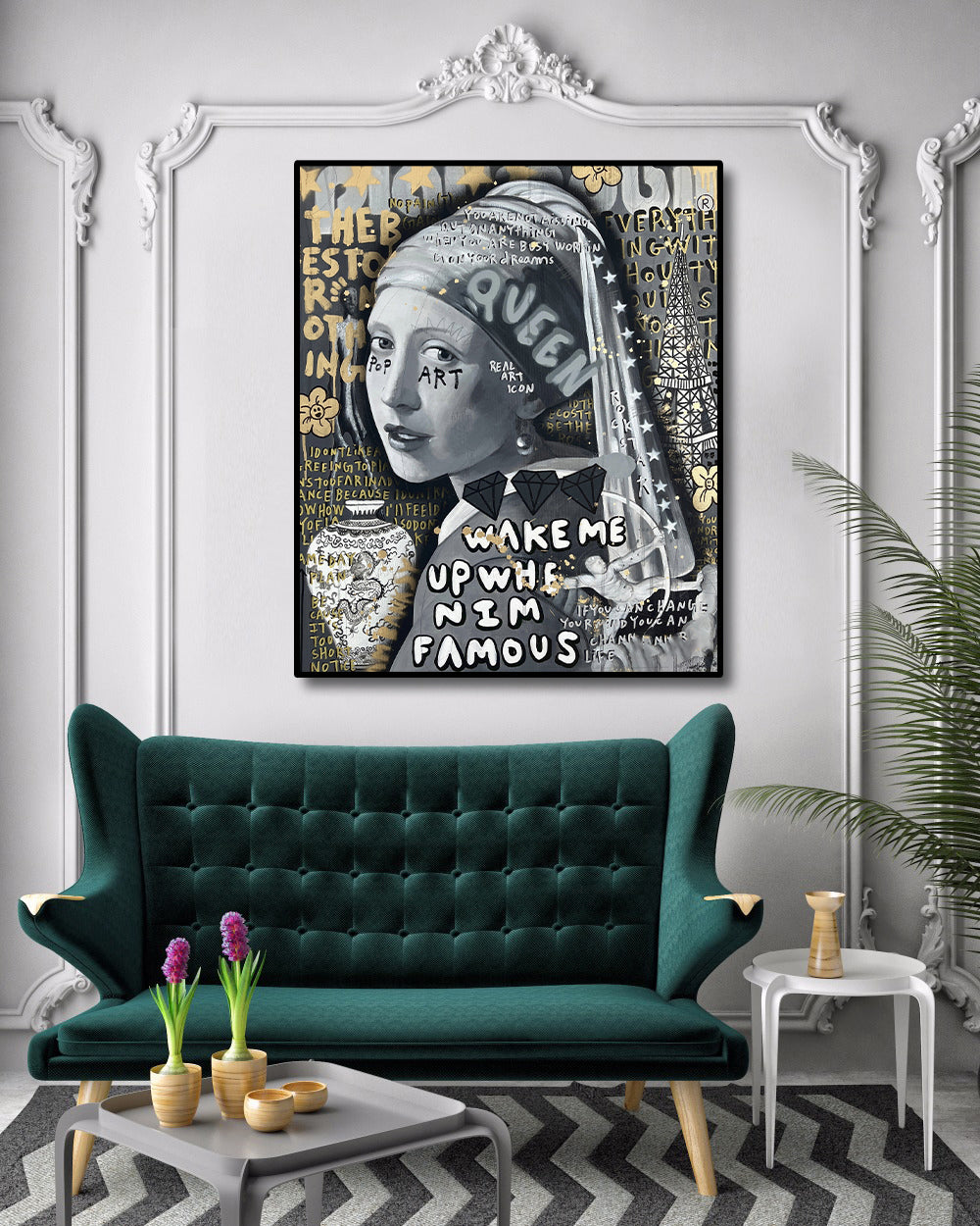 Pine Stretched  Framed 1 Panel - Queen Vermeer