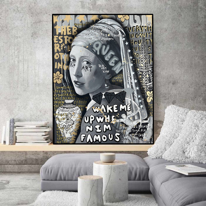 Pine Stretched  Framed 1 Panel - Queen Vermeer