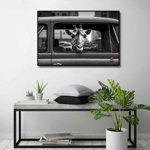 Pine Stretched  Framed 1 Panel - Giraffe Comes to Town