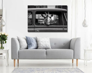 Pine Stretched  Framed 1 Panel - Giraffe Comes to Town