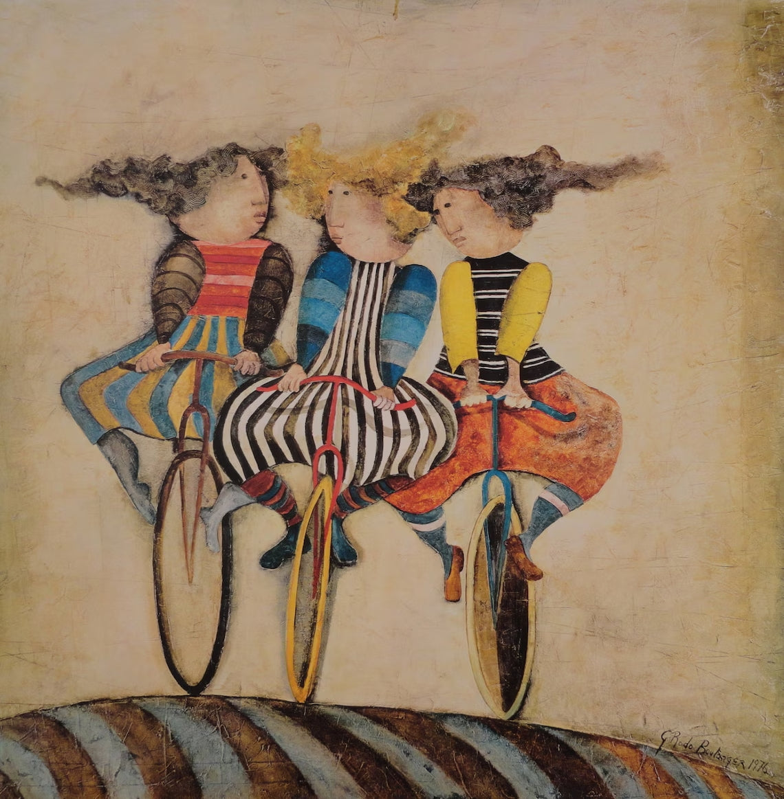 Pine Stretched  Framed 1 Panel - Holiday on Wheels by Graciela Boulanger