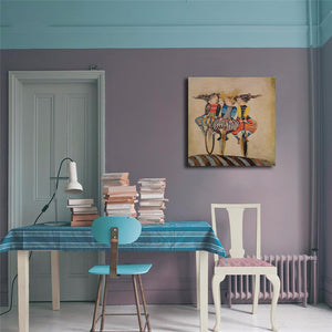 Pine Stretched  Framed 1 Panel - Holiday on Wheels by Graciela Boulanger
