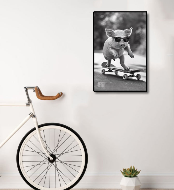 Pine Stretched  Framed 1 Panel - Skateboarding